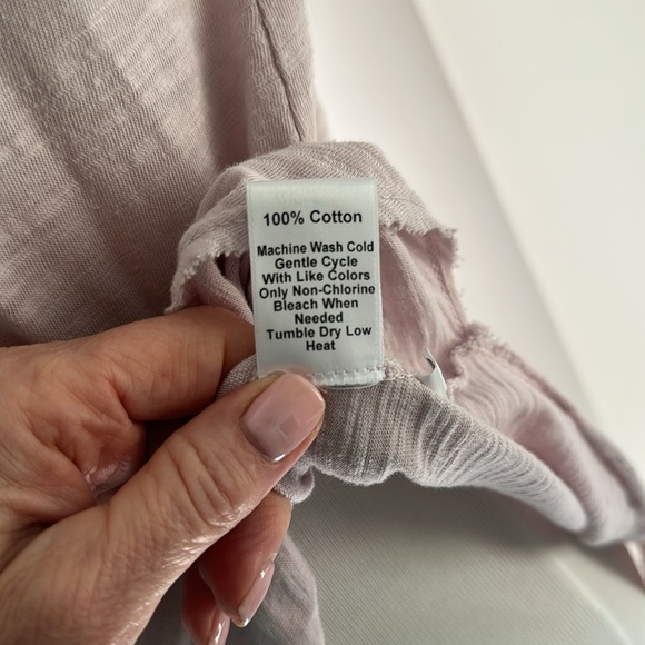 WILT 100% Cotton Hi-Lo Ruffle Cap Sleeve Tee, Lilac Pink, Small, Like New - Picture 8 of 8